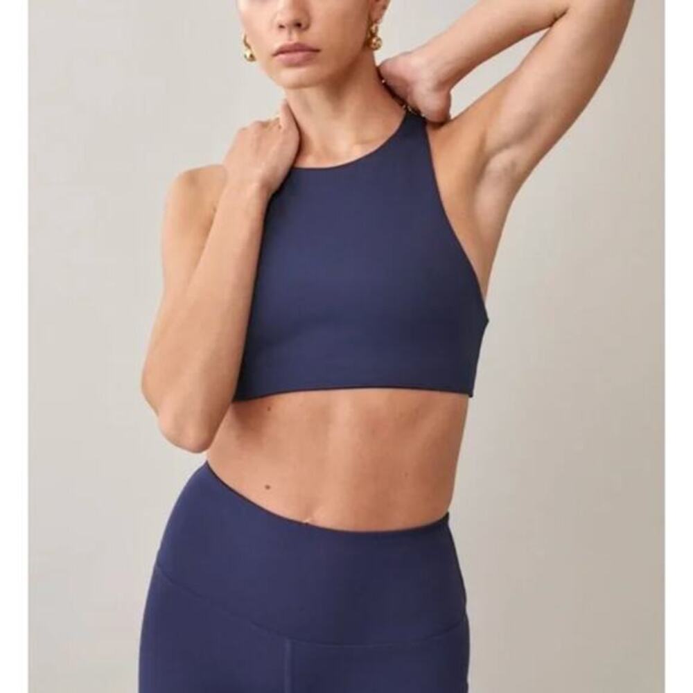 Reformation Navy High Neck Sports Bra